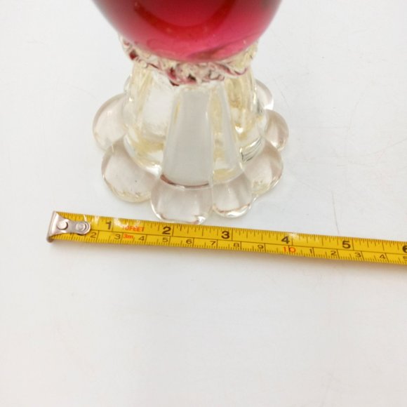 Large Venetian Glass Rooster Cranberry Red Clear Italian Murano Chicken 14 Inch - Picture 12 of 15